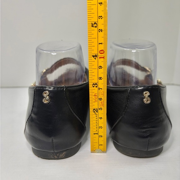 Sam & Libby Fredi Black Mary Jane Gold Buckle Leather Flats Size 8 1/2 - Picture 6 of 16